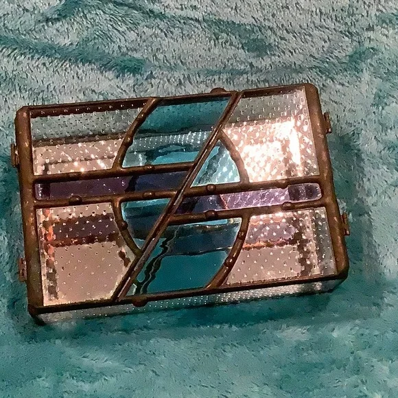 Stained Glass Jewelry Trinket Box Handcrafted NWT 6”x4”x1.75”. Art - Picture 16 of 16